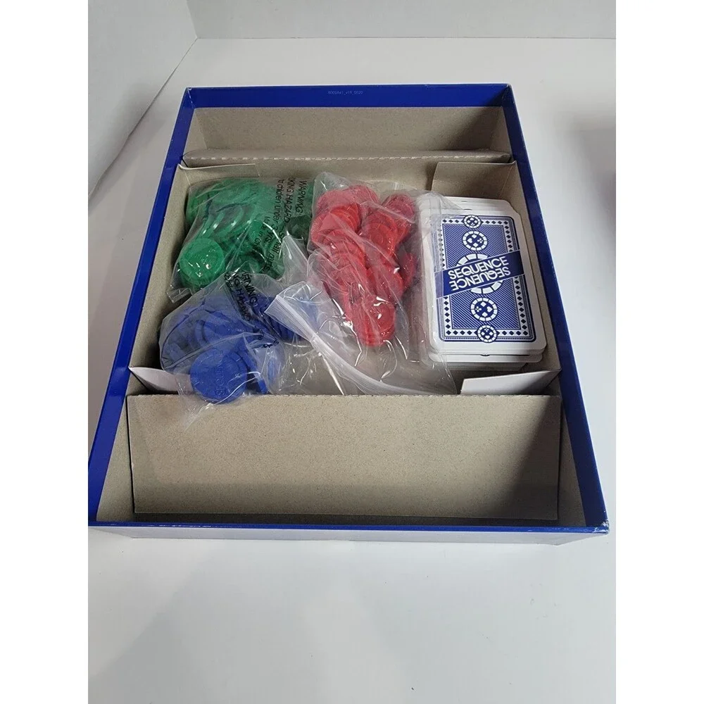 Sequence Classic Board Game Goliath Complete Board Cards & Chips Missing 1 Green